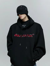 Beaded Embroidered Oversized Hoodie | Argue Culture - Black Top