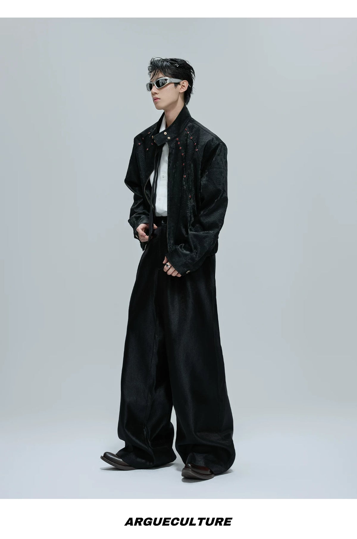 Reversible Croc-Texture Faux Leather Jacket | Cropped - description image 7