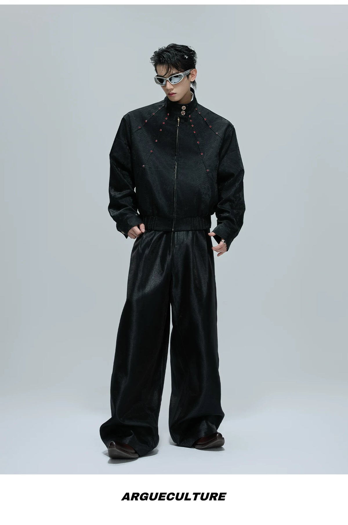 Reversible Croc-Texture Faux Leather Jacket | Cropped - description image 8
