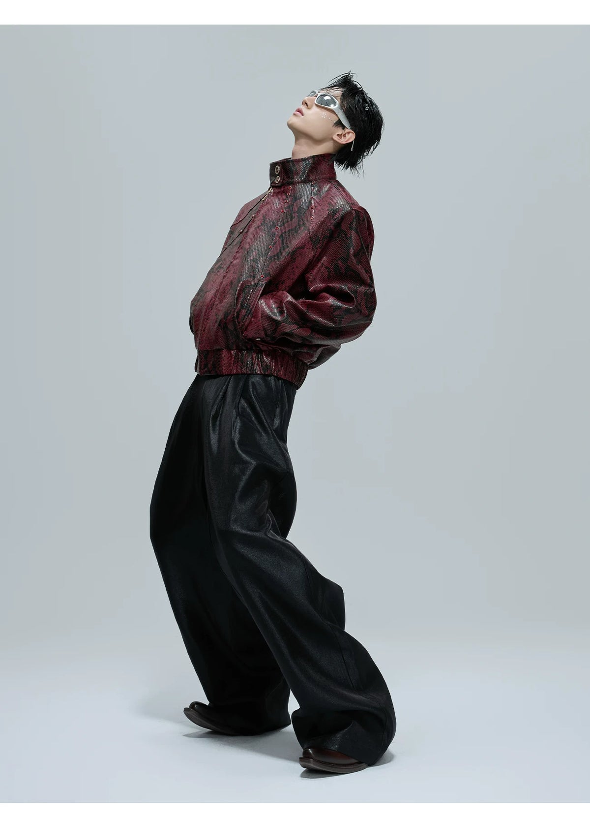 Reversible Croc-Texture Faux Leather Jacket | Cropped - description image 11