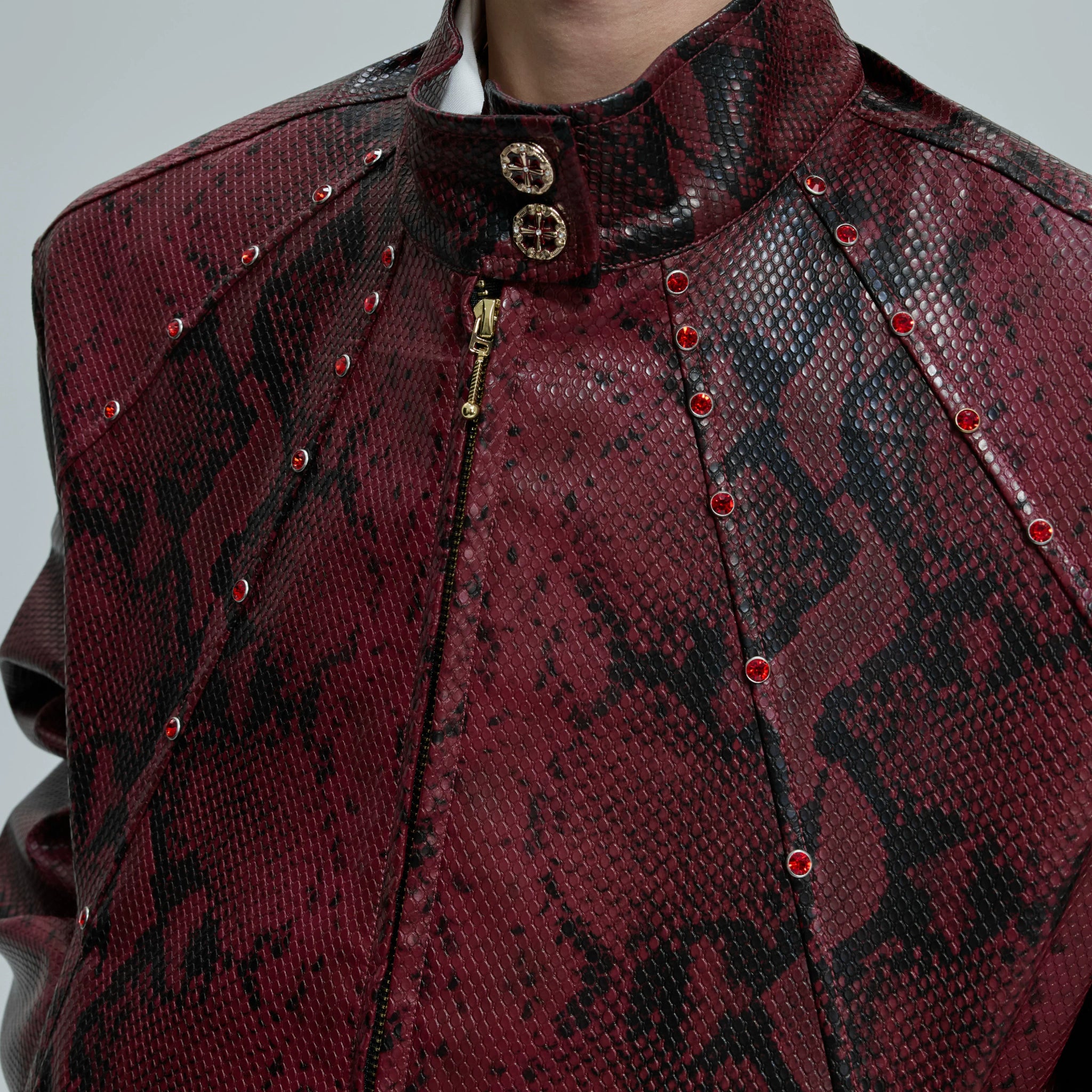 Reversible Croc-Texture Faux Leather Jacket | Cropped - main image 5