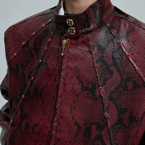 Reversible Croc-Texture Faux Leather Jacket | Cropped - main image 5