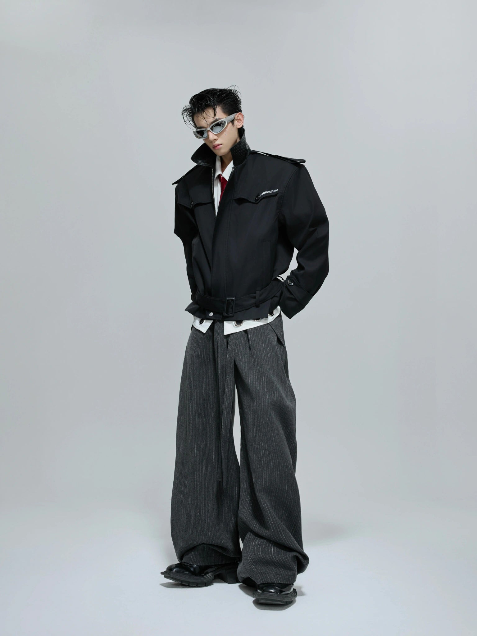 Cropped Contrast Trench Jacket | Unisex Streetwear - main image 4