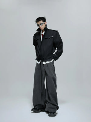 Cropped Contrast Trench Jacket | Unisex Streetwear - main image 4