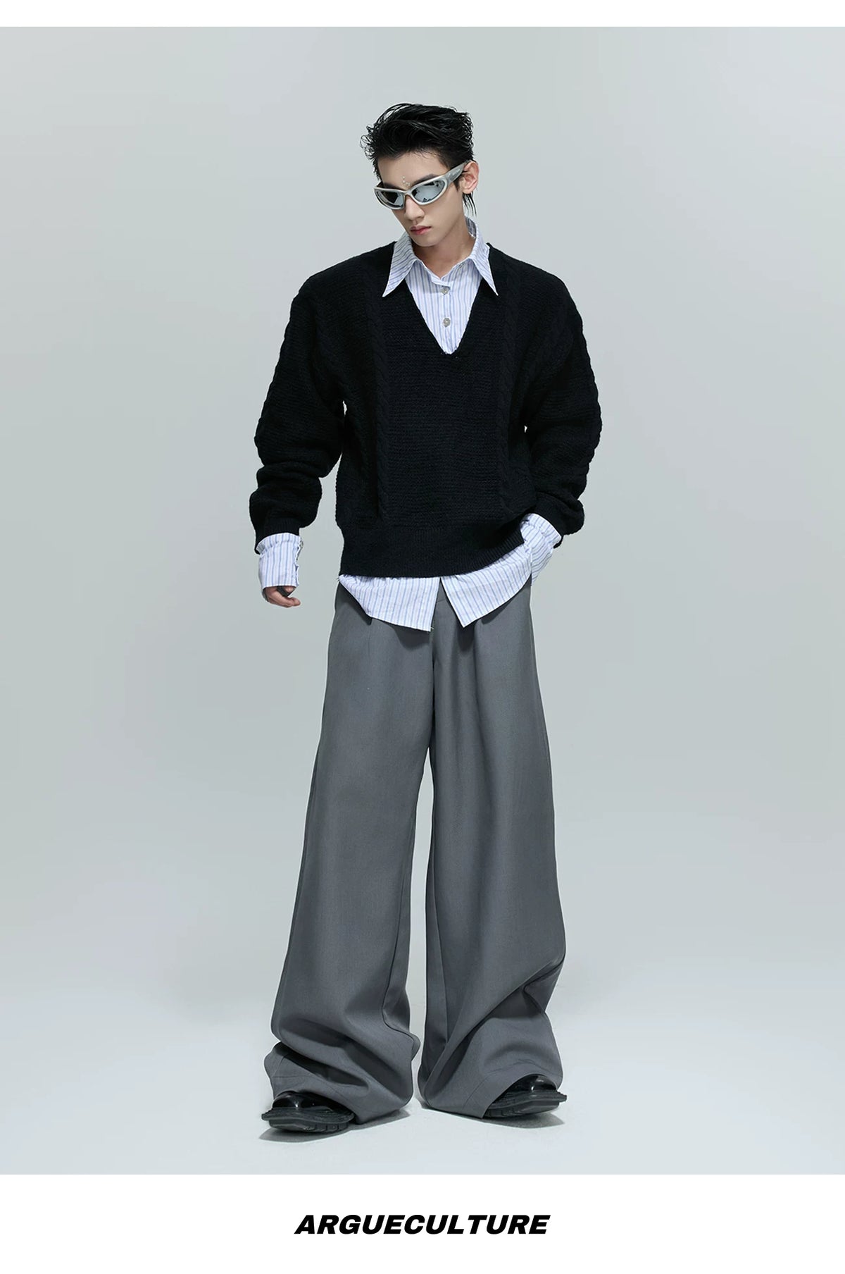 Relaxed Cable-Knit Faux-Layer Sweater | Unisex - description image 4