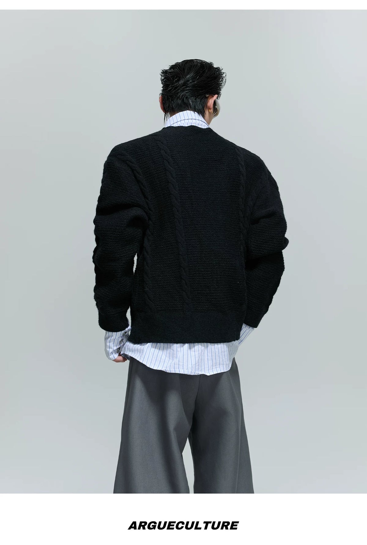 Relaxed Cable-Knit Faux-Layer Sweater | Unisex - description image 10