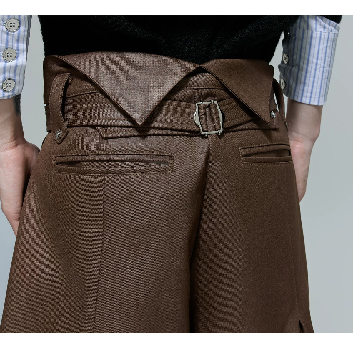 Pleated Cotton-Blend Tie-Waist Straight-Leg Trousers - description image 7