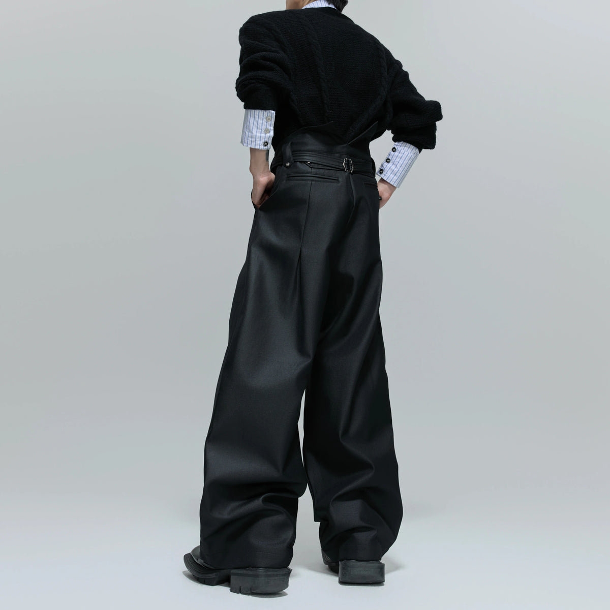 Pleated Cotton-Blend Tie-Waist Straight-Leg Trousers - main image 3