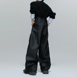 Pleated Cotton-Blend Tie-Waist Straight-Leg Trousers - main image 3