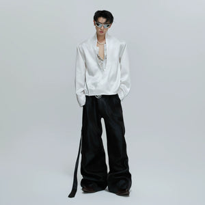 Relaxed Layered Lace-Panel Cotton Modal Shirt - main image 3