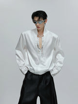 Relaxed Layered Lace-Panel Cotton Modal Shirt - White Top