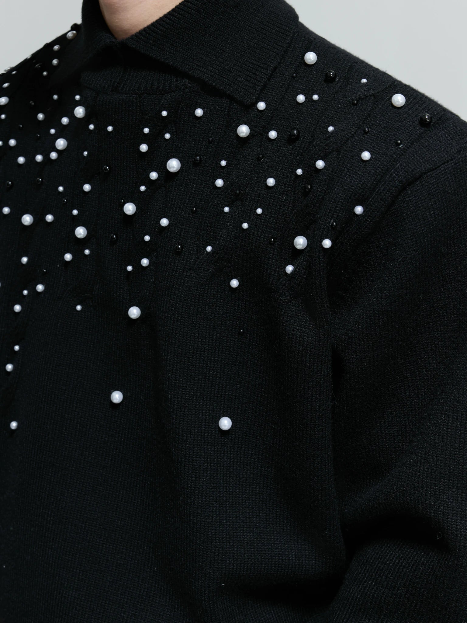 Pearl-Detail Cable-Knit Sweater | Relaxed Wool Blend - main image 4