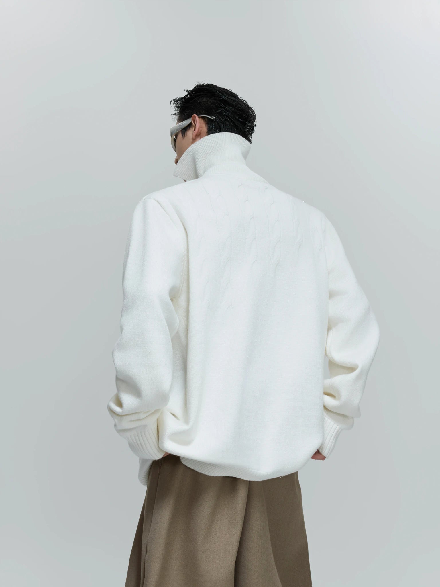 Pearl-Detail Cable-Knit Sweater | Relaxed Wool Blend - main image 5