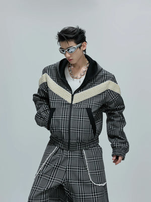 Reversible Houndstooth Hoodie and Relaxed Pants Set - main image 2