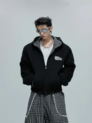Reversible Houndstooth Hoodie and Relaxed Pants Set - main image 3