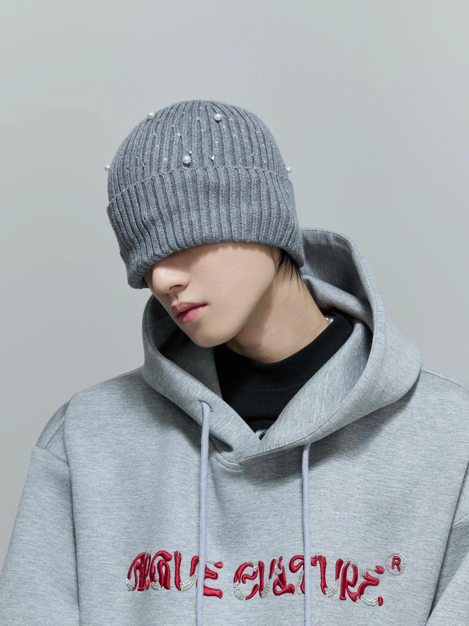 Rhinestone Knit Hat with Adjustable Strap - main image 1