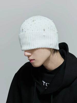 Rhinestone Knit Hat with Adjustable Strap - main image 2