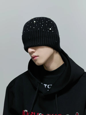 Rhinestone Knit Hat with Adjustable Strap - main image 3