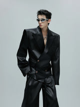 Liquid-Shine Cotton Suit Separates | Relaxed Tailoring - Black Top