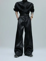 Liquid-Shine Cotton Suit Separates | Relaxed Tailoring - Black Pants