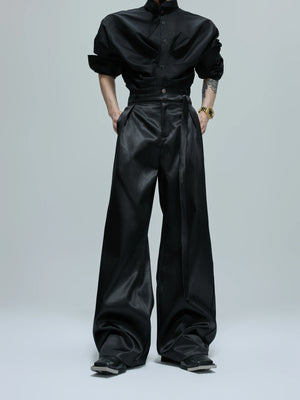 Liquid-Shine Cotton Suit Separates | Relaxed Tailoring - Black Pants