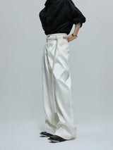 Liquid-Shine Cotton Suit Separates | Relaxed Tailoring - White Pants