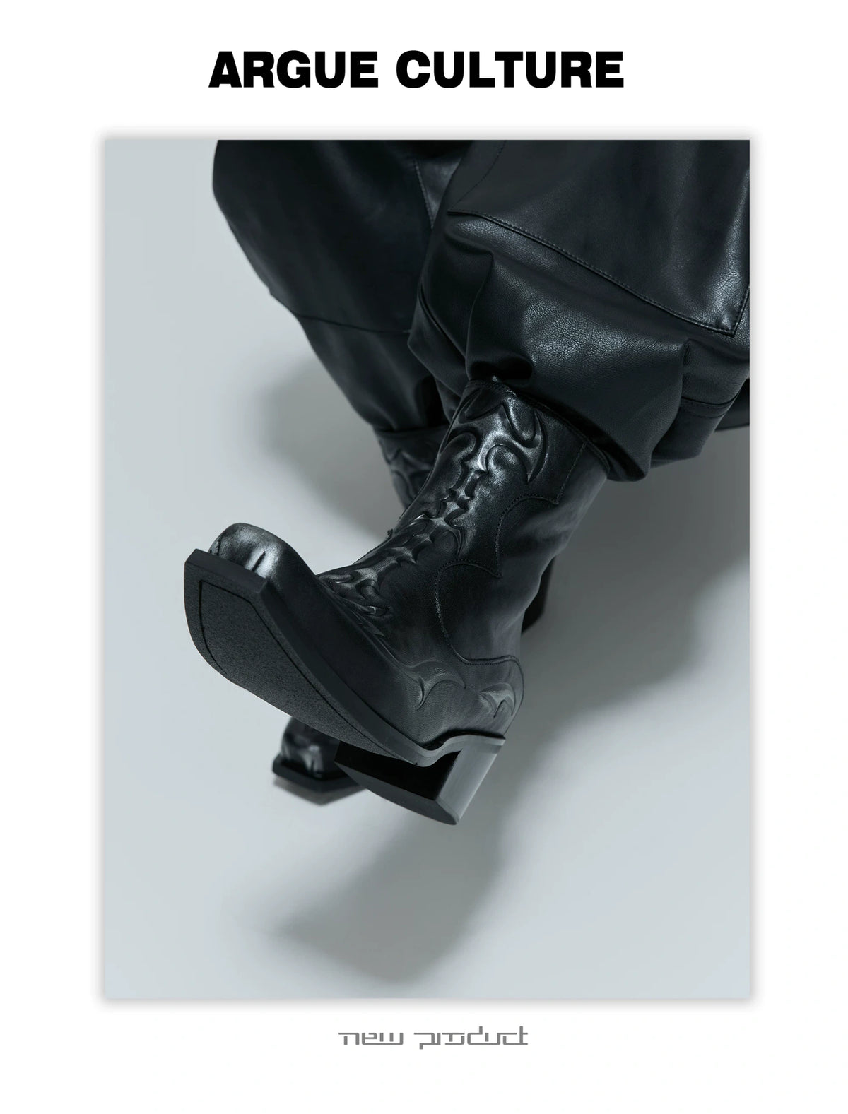 Black Leather Spine Chelsea Boots with Platform Heel - description image 2