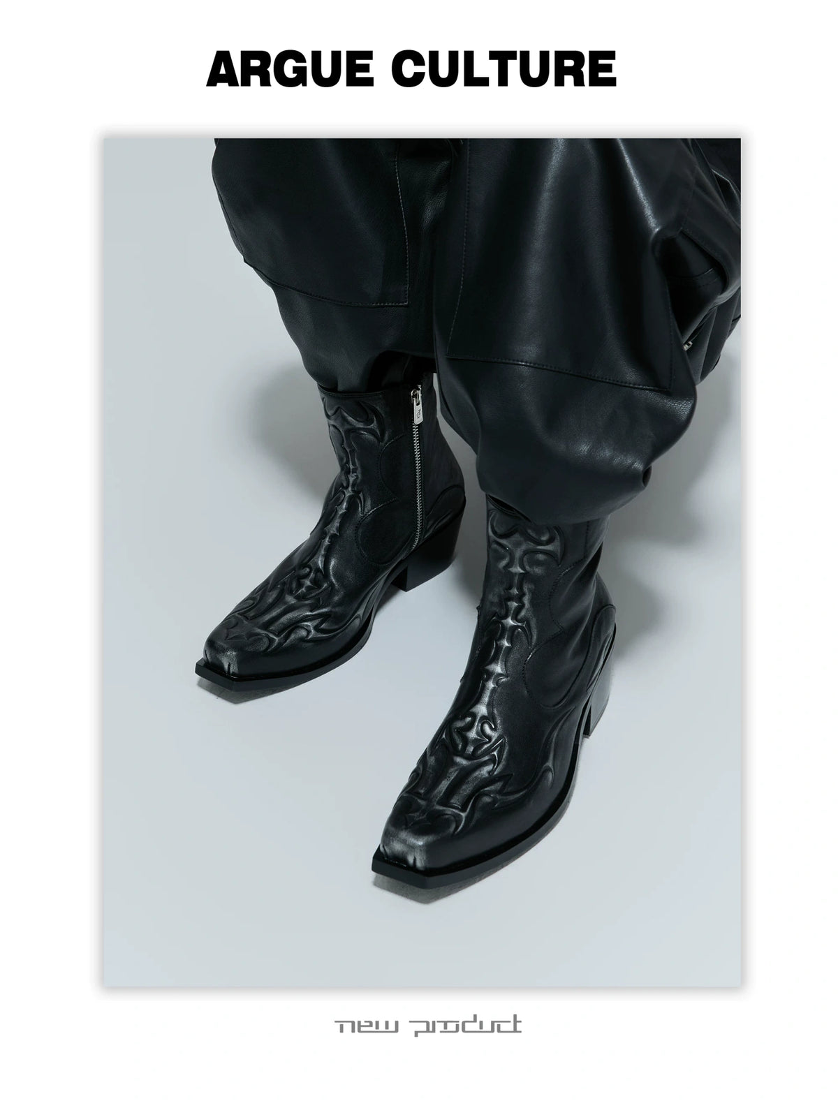 Black Leather Spine Chelsea Boots with Platform Heel - description image 3