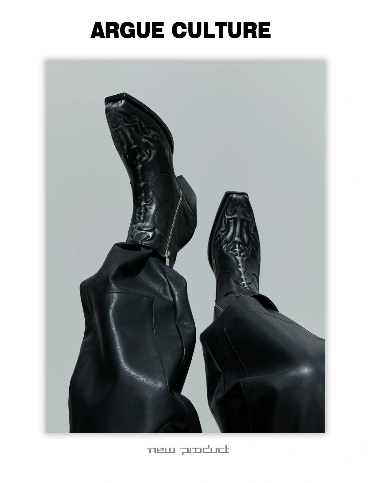 Black Leather Spine Chelsea Boots with Platform Heel - description image 4