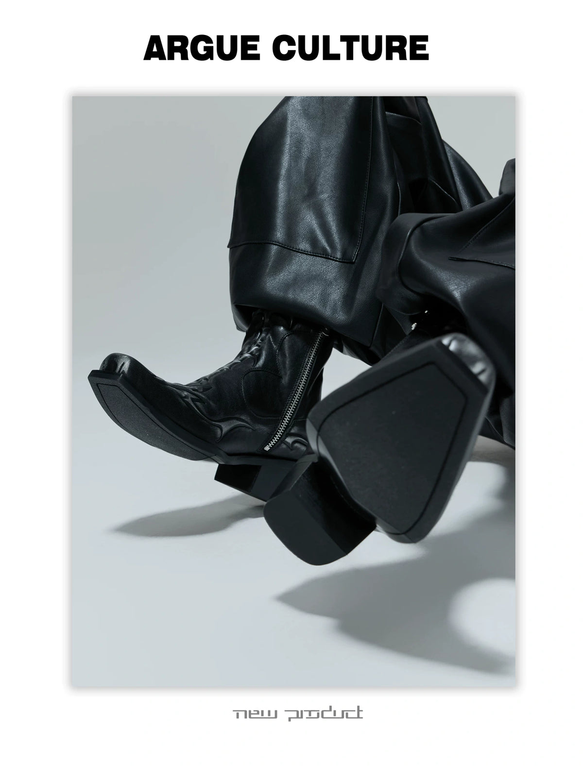 Black Leather Spine Chelsea Boots with Platform Heel - description image 5