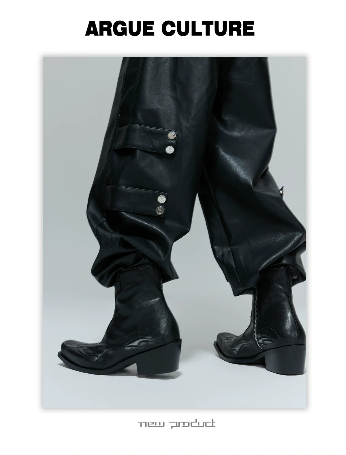Black Leather Spine Chelsea Boots with Platform Heel - description image 17