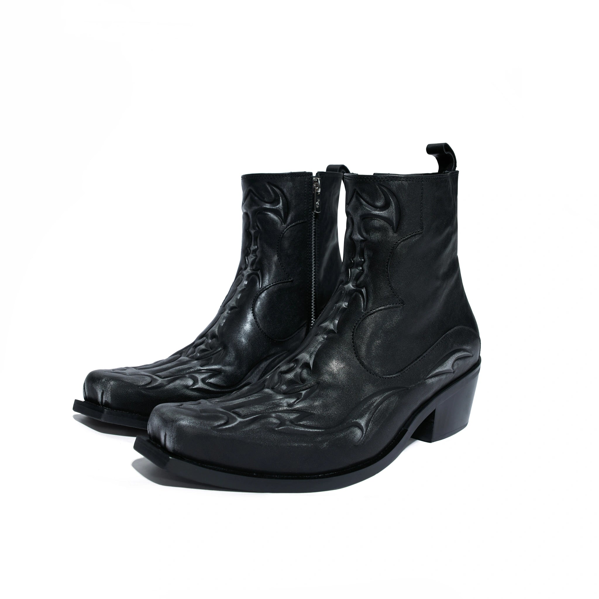 Black Leather Spine Chelsea Boots with Platform Heel - main image 1