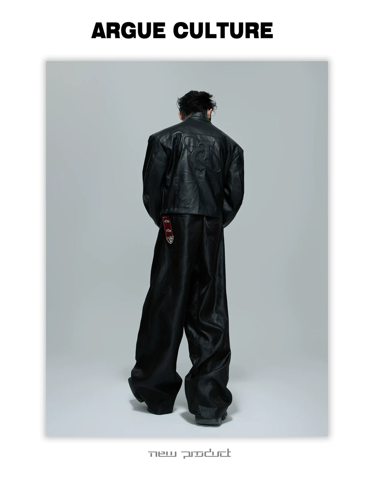 Sculpted Faux Leather Moto Jacket with Stand Collar - description image 7
