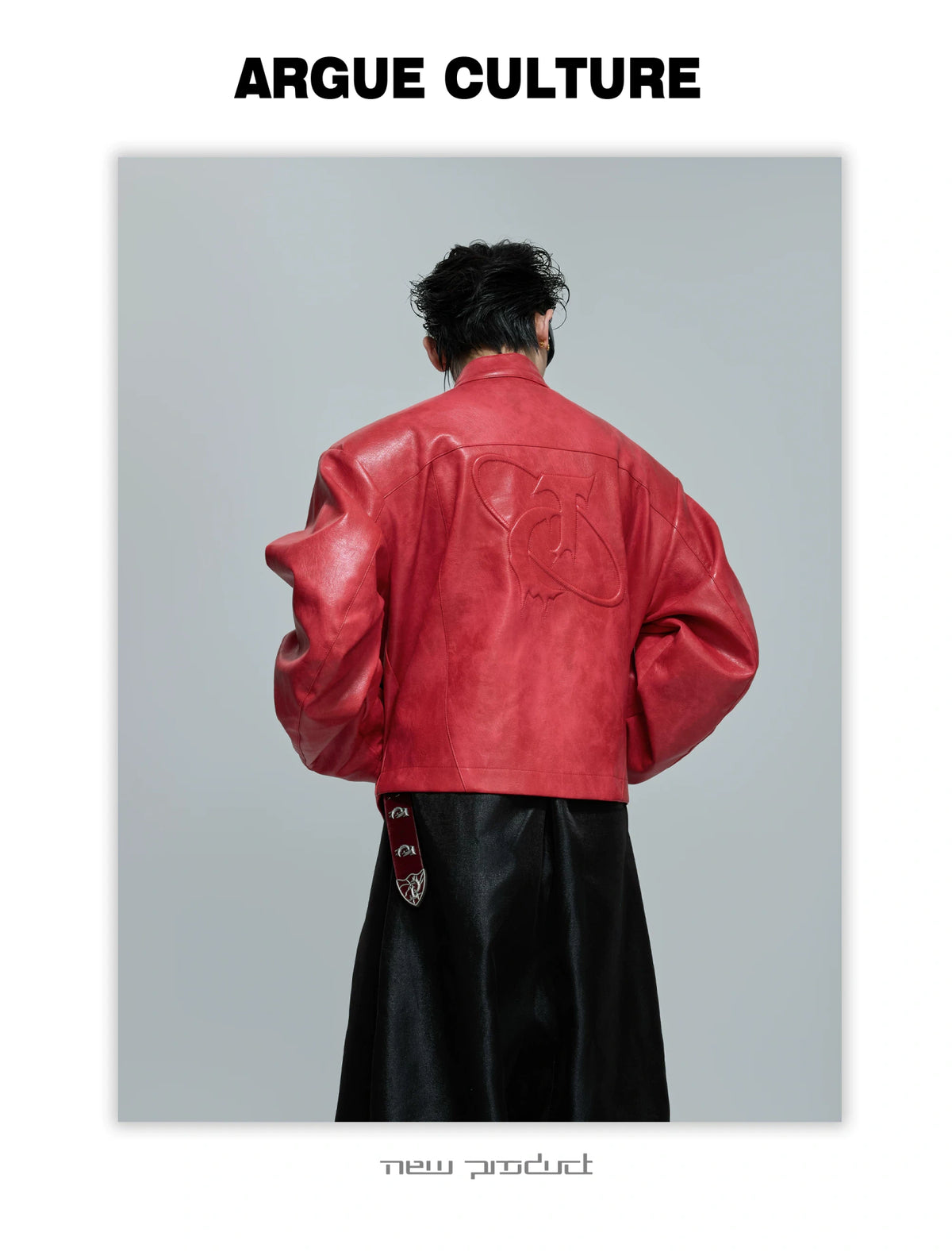 Sculpted Faux Leather Moto Jacket with Stand Collar - description image 14