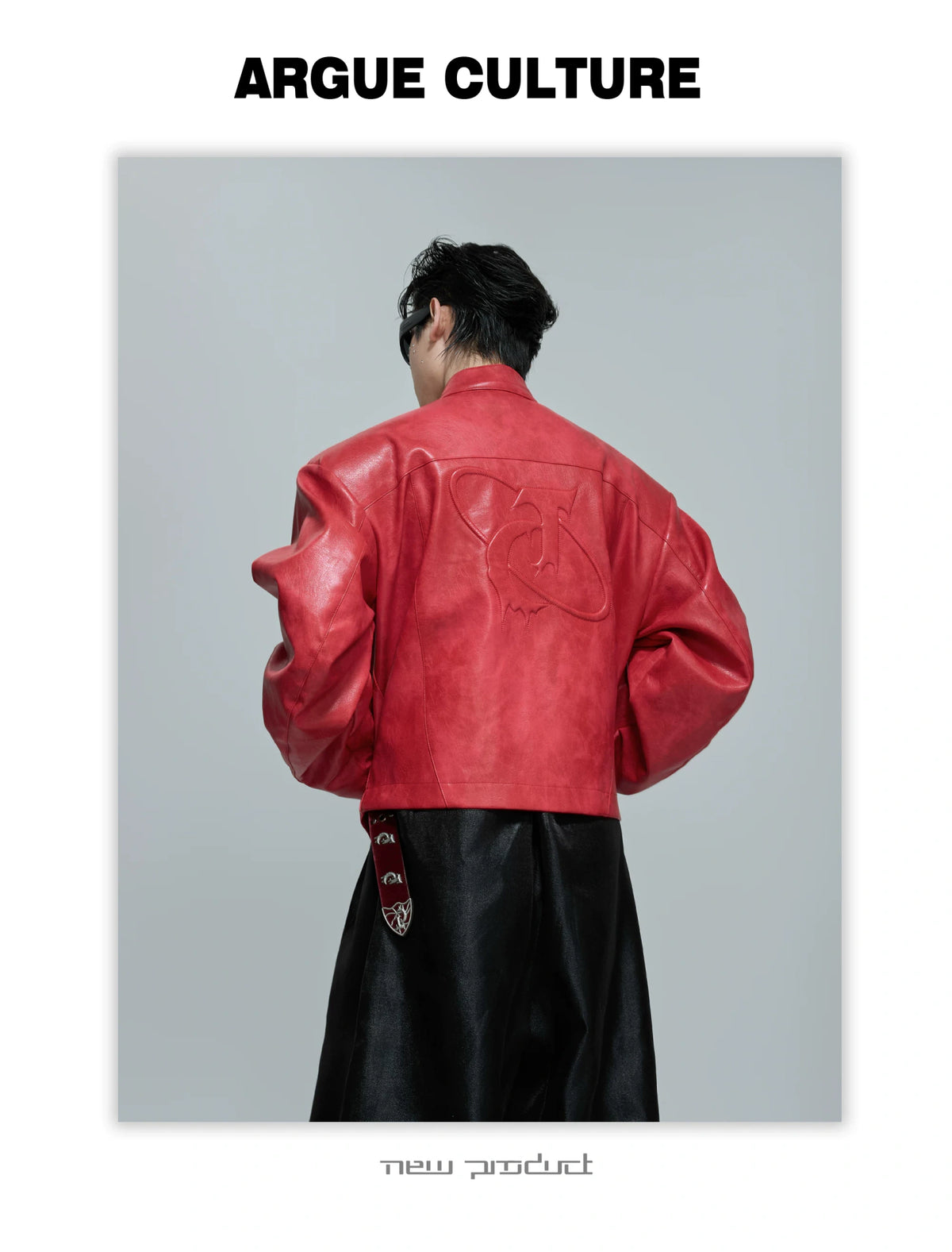 Sculpted Faux Leather Moto Jacket with Stand Collar - description image 15