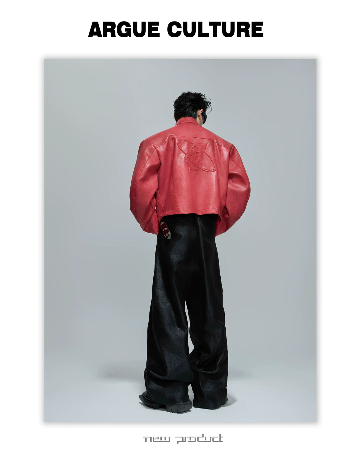 Sculpted Faux Leather Moto Jacket with Stand Collar - description image 17