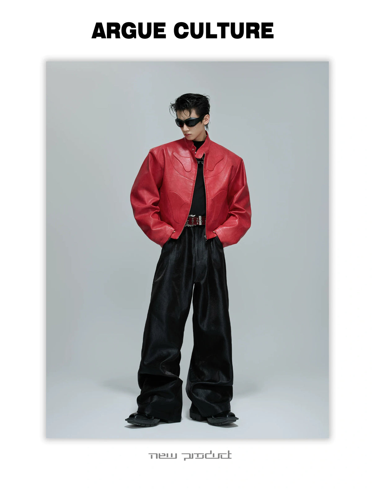 Sculpted Faux Leather Moto Jacket with Stand Collar - description image 18