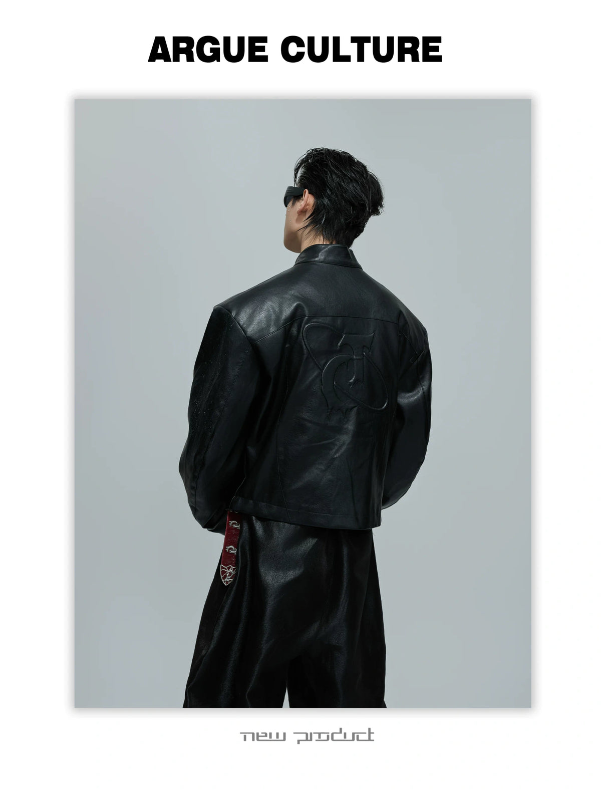 Sculpted Faux Leather Moto Jacket with Stand Collar - description image 22