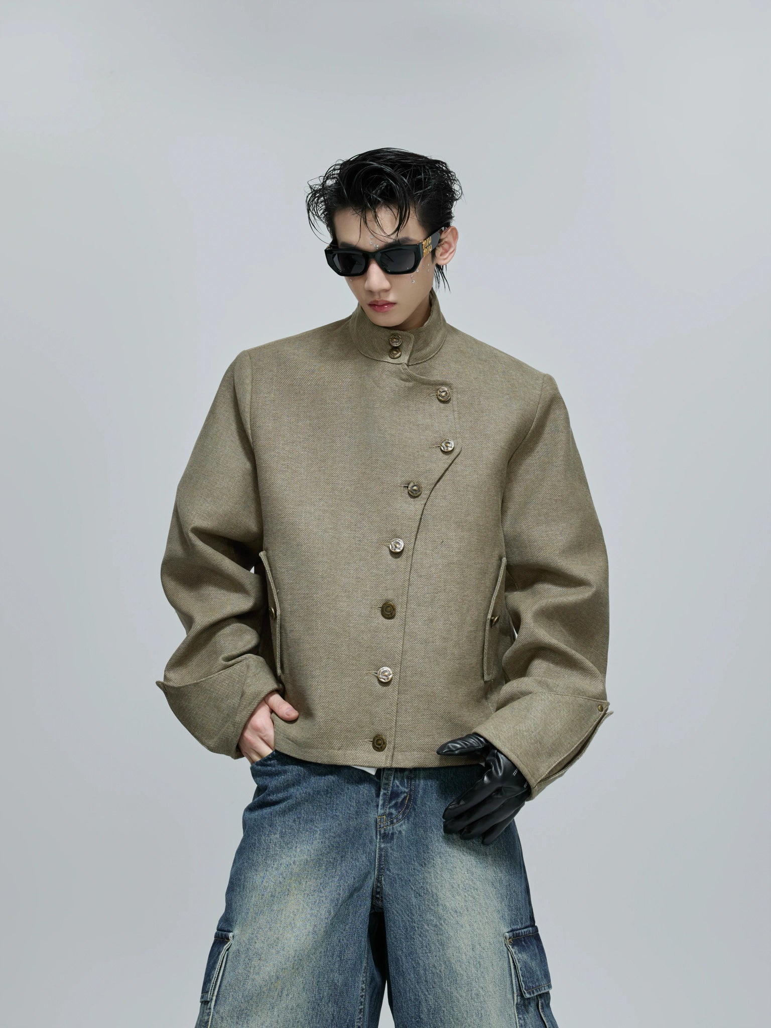 Deconstructed Cropped Stand-Collar Jacket | Unisex - main image 1