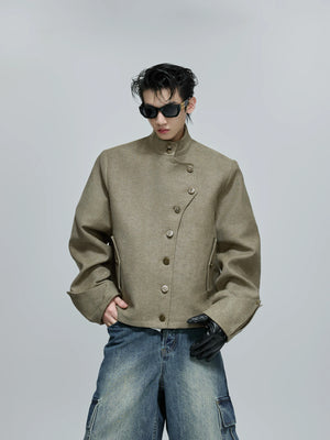 Deconstructed Cropped Stand-Collar Jacket | Unisex - main image 1