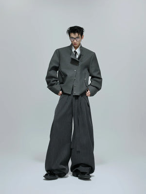 Deconstructed Cropped Stand-Collar Jacket | Unisex - main image 2