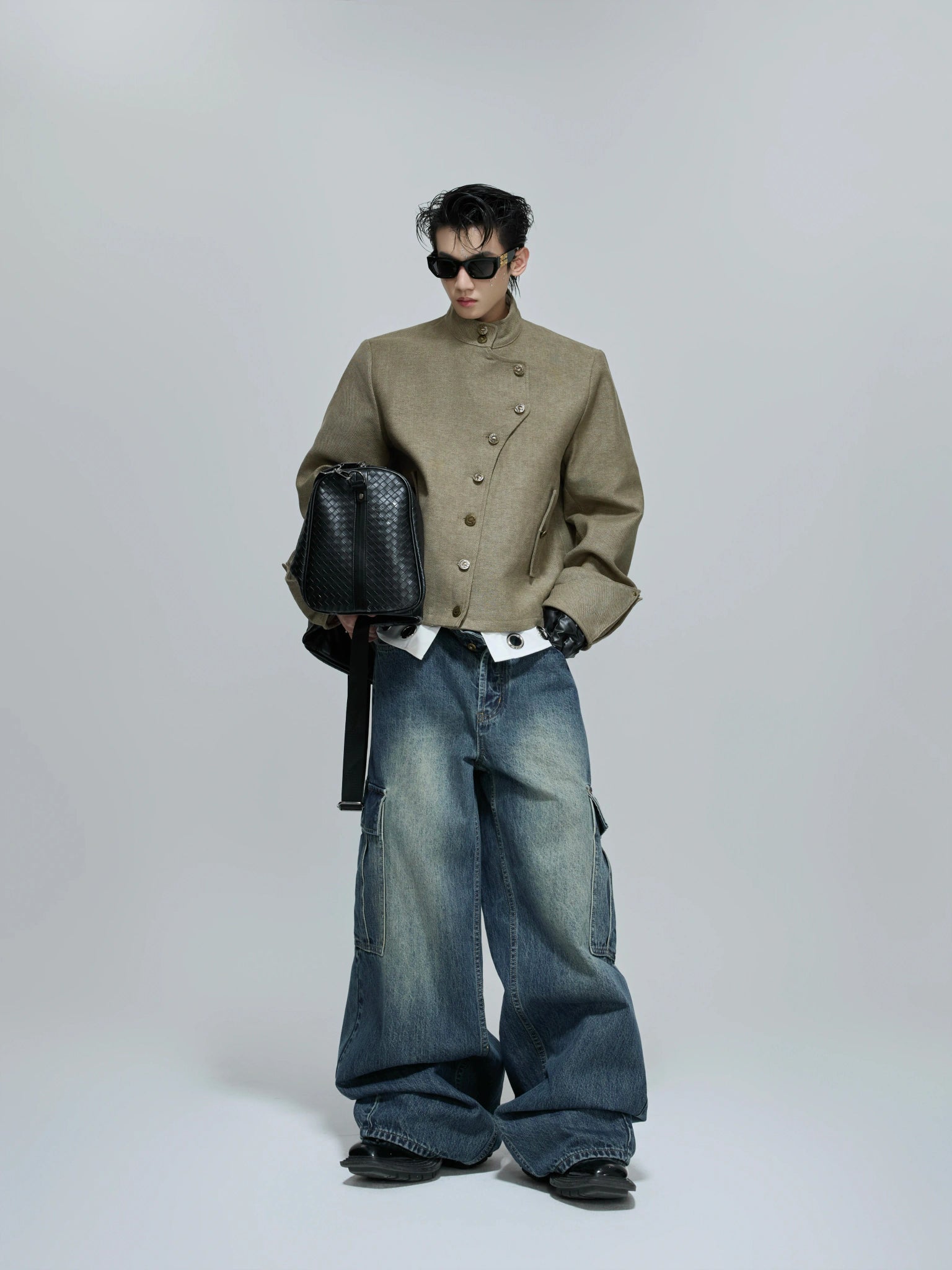 Deconstructed Cropped Stand-Collar Jacket | Unisex - main image 5