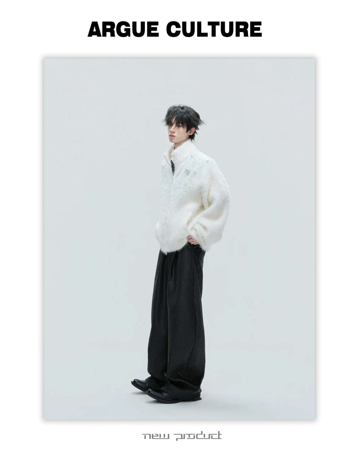 Pearl-Detail Wool-Blend Zip Cardigan Sweater | Unisex - description image 5