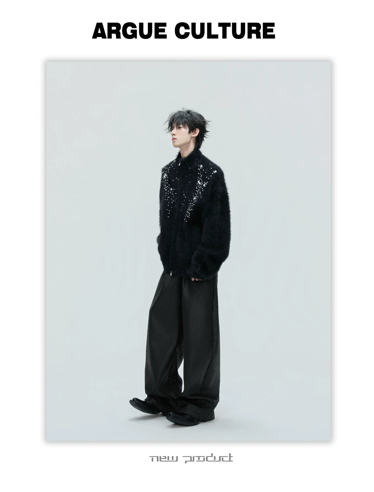 Pearl-Detail Wool-Blend Zip Cardigan Sweater | Unisex - description image 9