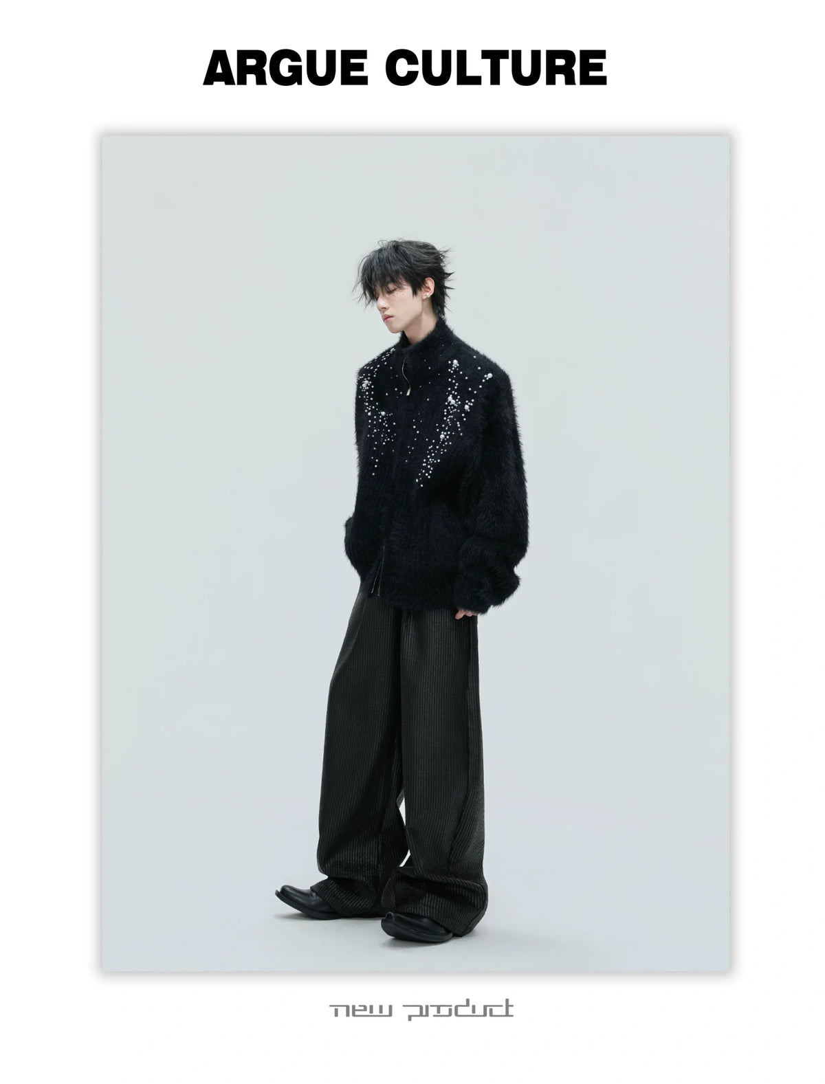 Pearl-Detail Wool-Blend Zip Cardigan Sweater | Unisex - description image 10