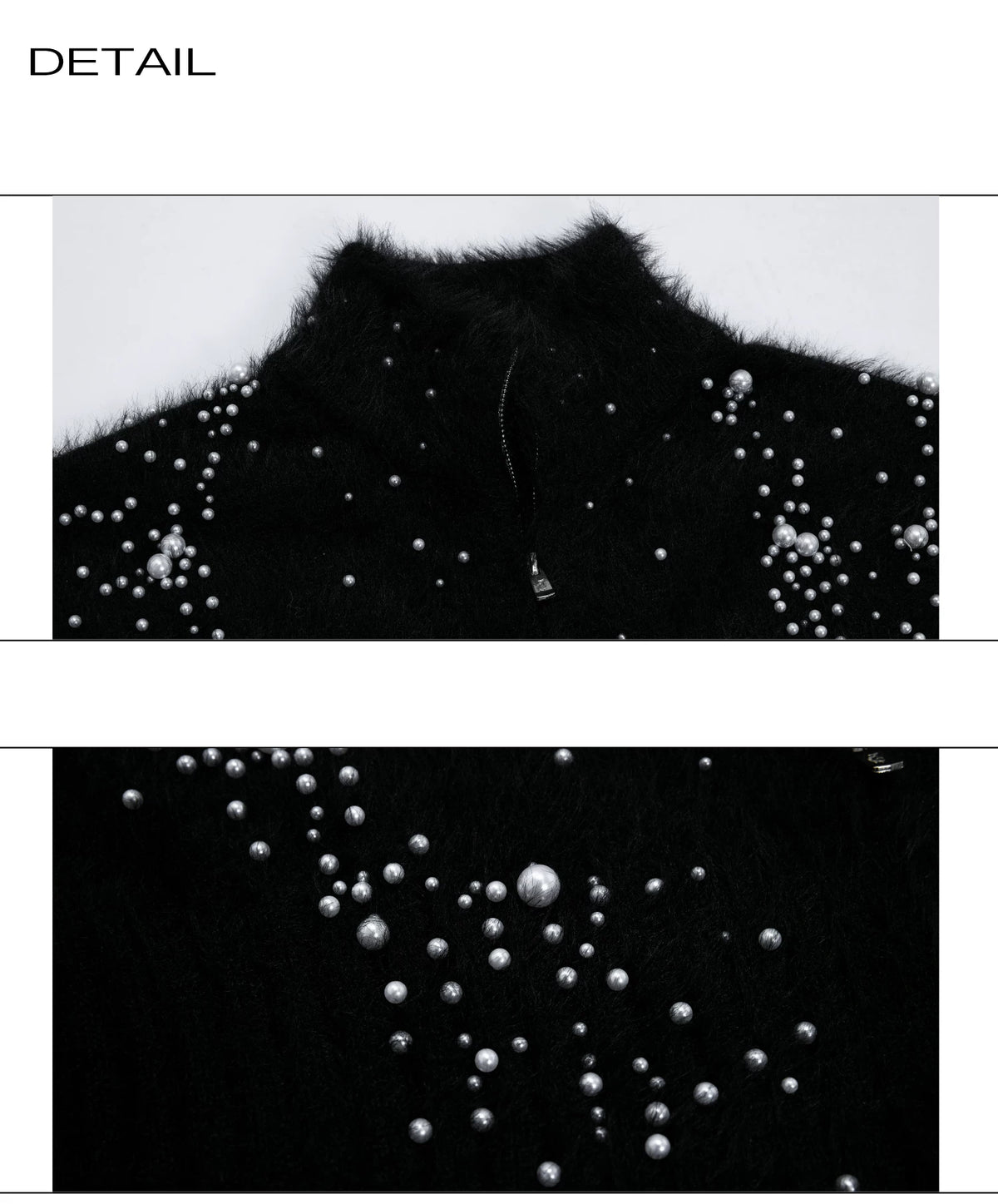 Pearl-Detail Wool-Blend Zip Cardigan Sweater | Unisex - description image 13
