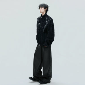 Pearl-Detail Wool-Blend Zip Cardigan Sweater | Unisex - main image 4