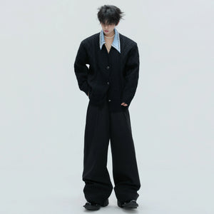 Pearl-Trimmed Wool Blend Cardigan with Contrast Collar - main image 4