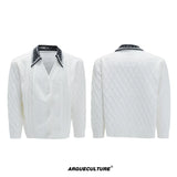 Pearl-Trimmed Wool Blend Cardigan with Contrast Collar - White Top