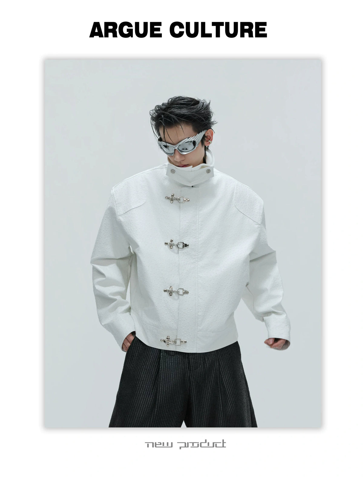 Ostrich Leather Padded Jacket with Flight Buckles - description image 6